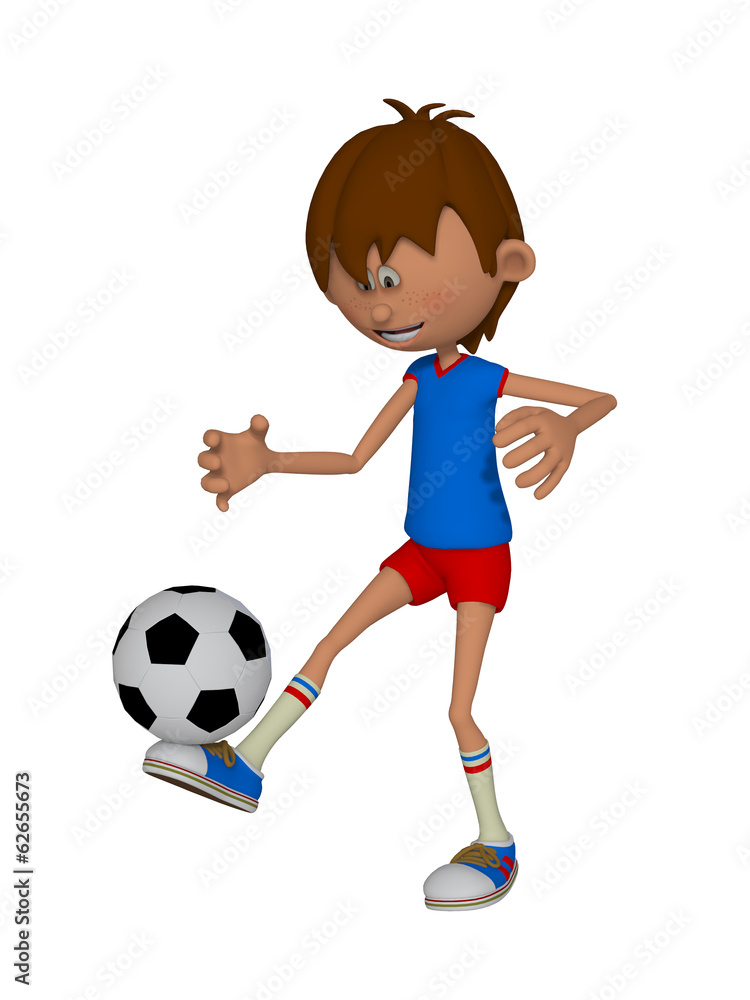 Cartoon 3d boy with a soccer ball