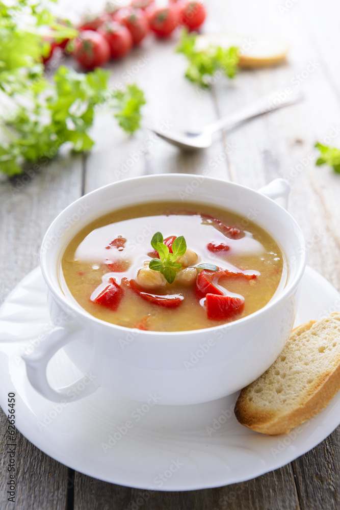 Soup from chickpeas and sweet pepers Soup from chickpeas and sweet pepers