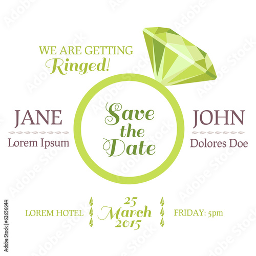 Save the Date  - Wedding Invitation Card with Diamond Ring