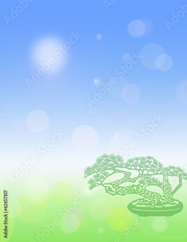 Green background Letterhead with Pine Tree