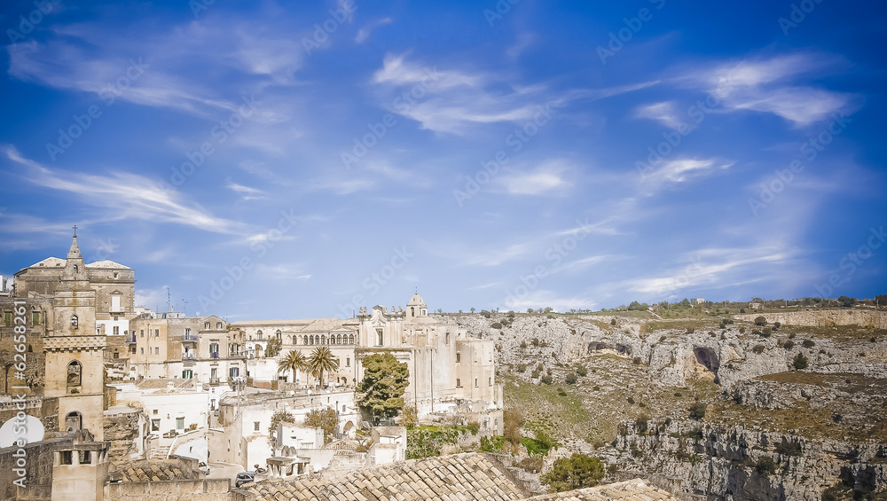 panoramic view of Matera with in front of 