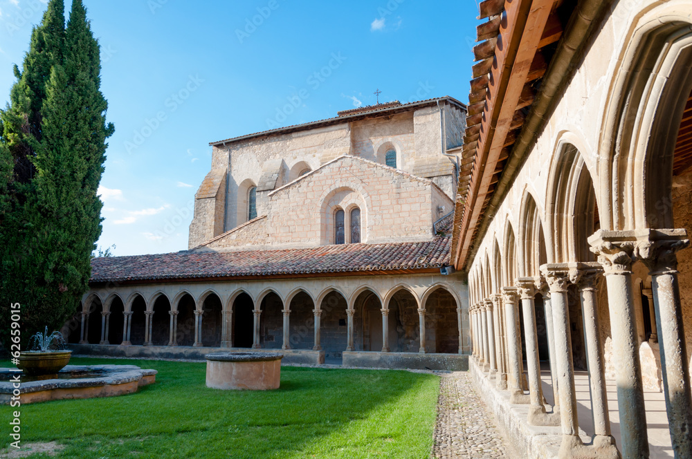 Courtyard and arcs of St Hilaire abbey at Aude