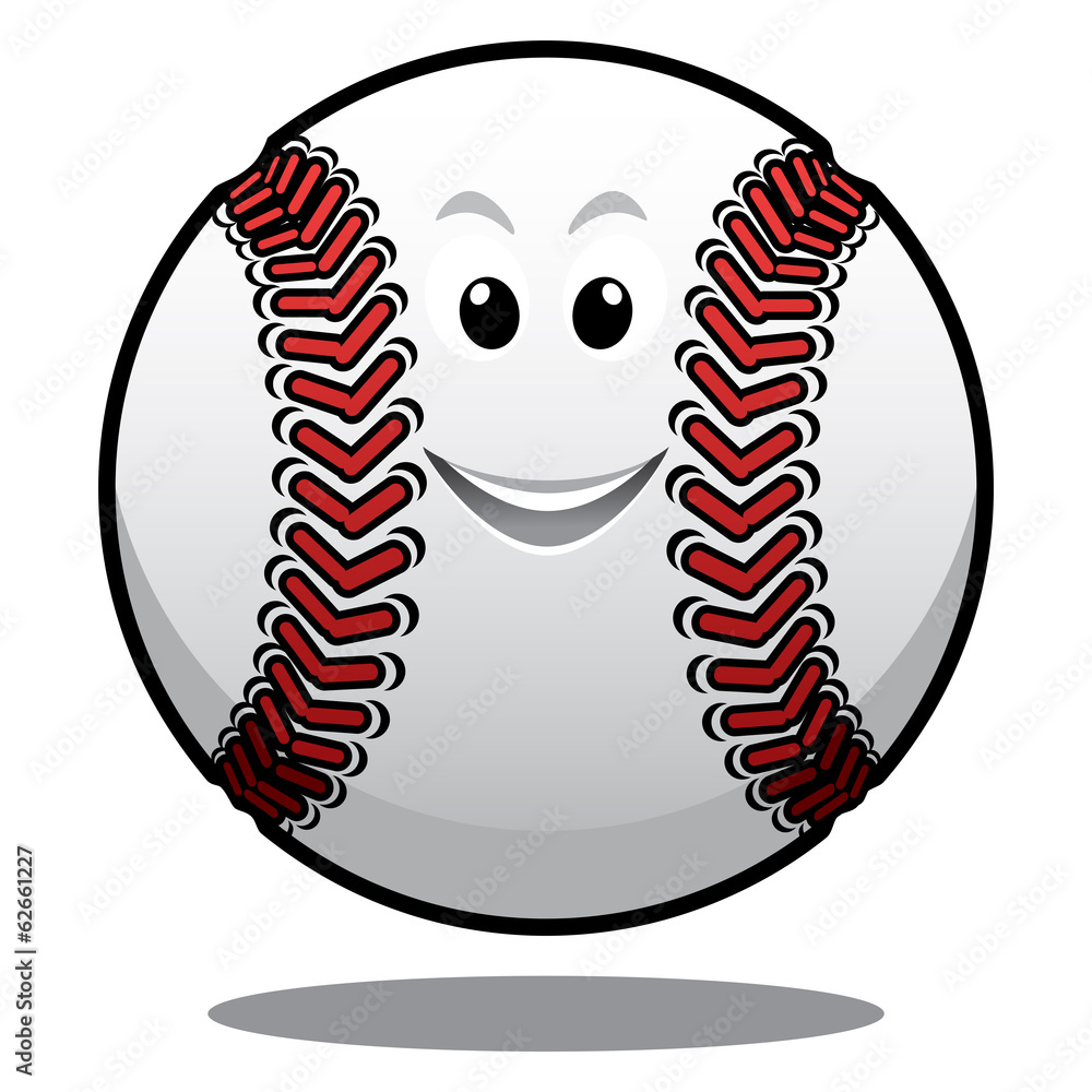 Happy white cartoon baseball ball Happy white cartoon baseball ball