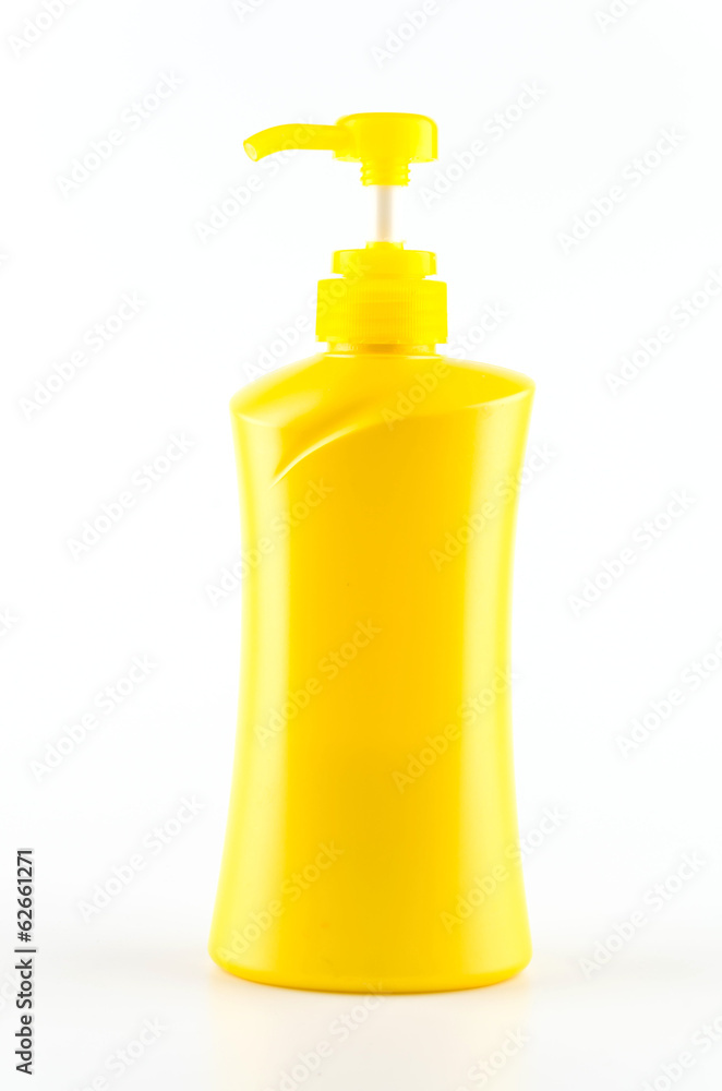 Yellow bottle pump isolated on white background Yellow bottle pump isolated on white background