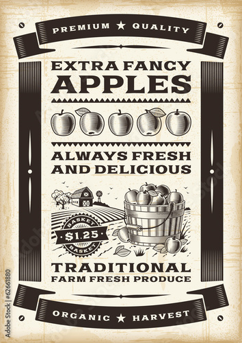 Vintage apple harvest poster