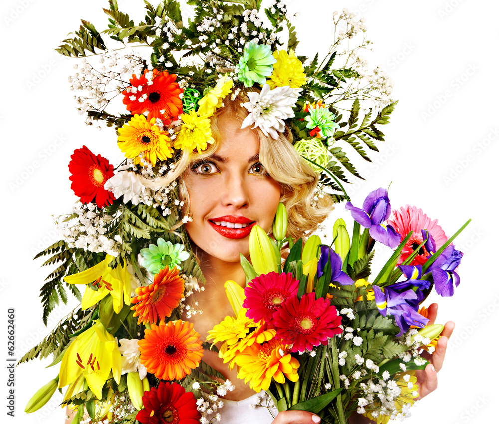 Woman with make up and flower. Woman with make up and flower.