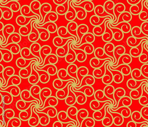 Gold vine on red pattern