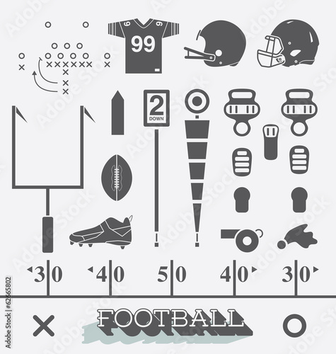 Vector Set: Football Equipment Icons and Symbols