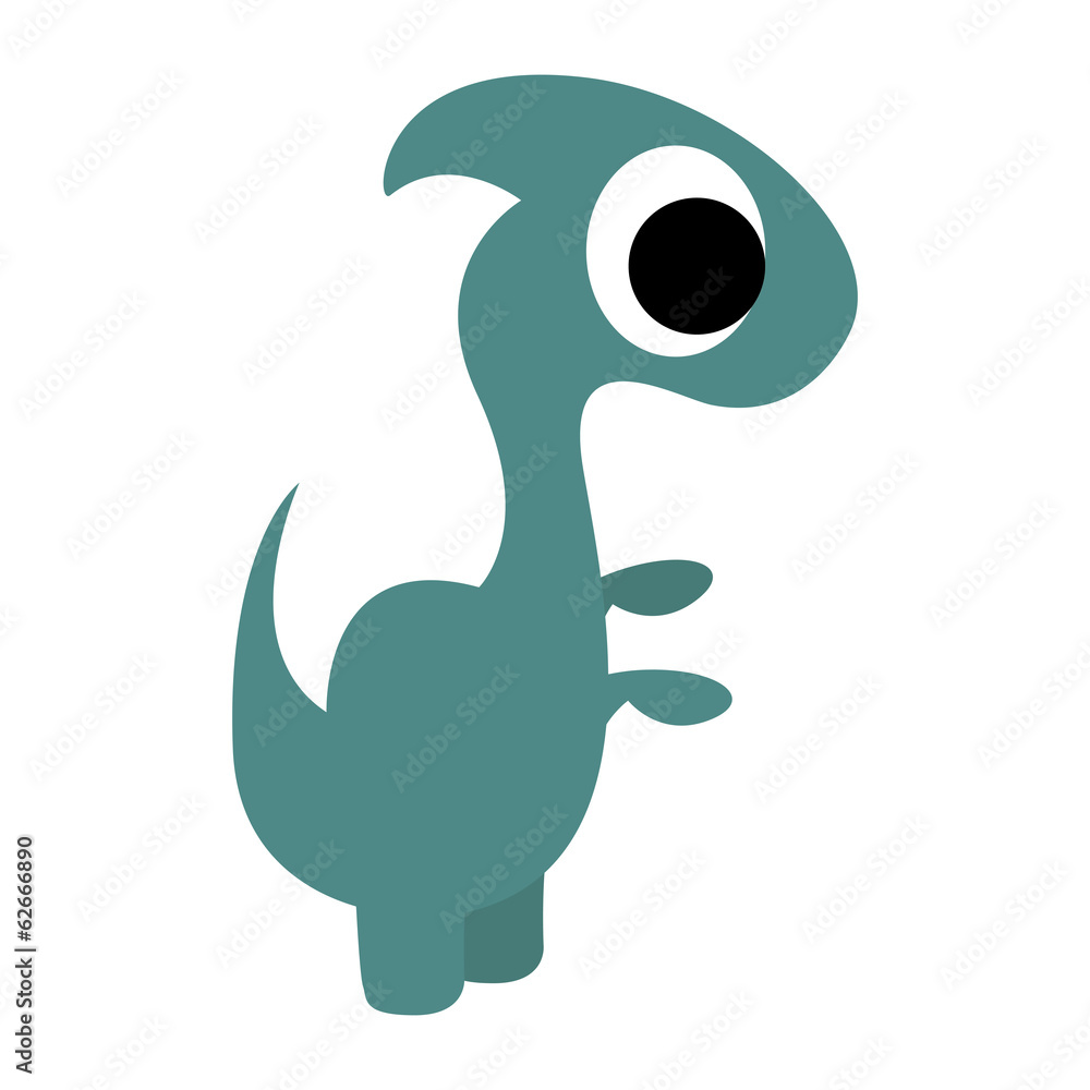 Fototapeta premium A Vector Cute Cartoon Green Dinosaur Isolated