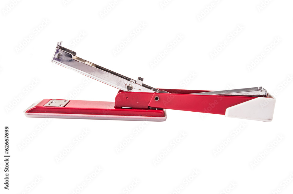 red stapler on a white background red stapler on a white background