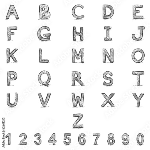 Vector Sketch Alphabet with Numbers