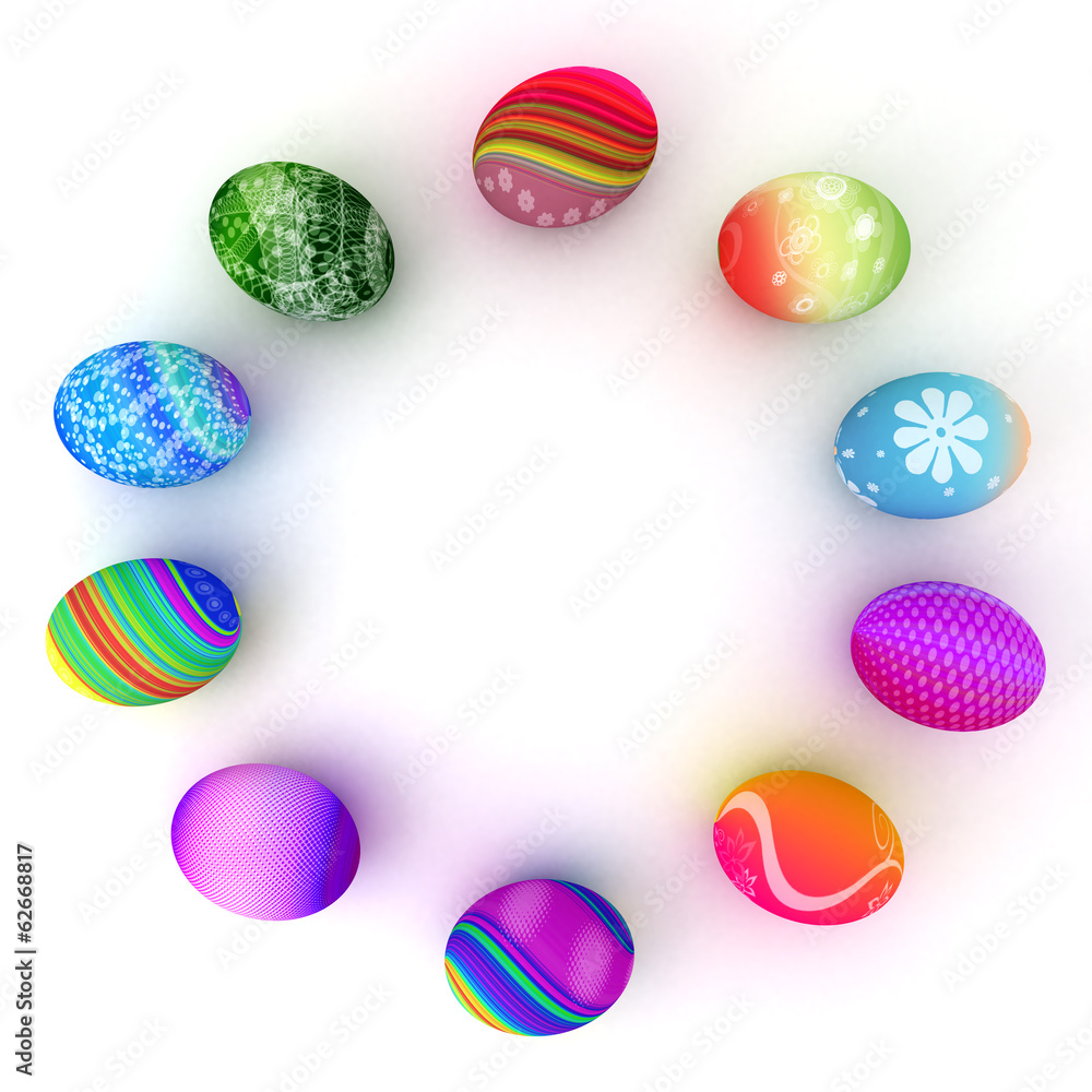 Easter colorful eggs isolated on white background
