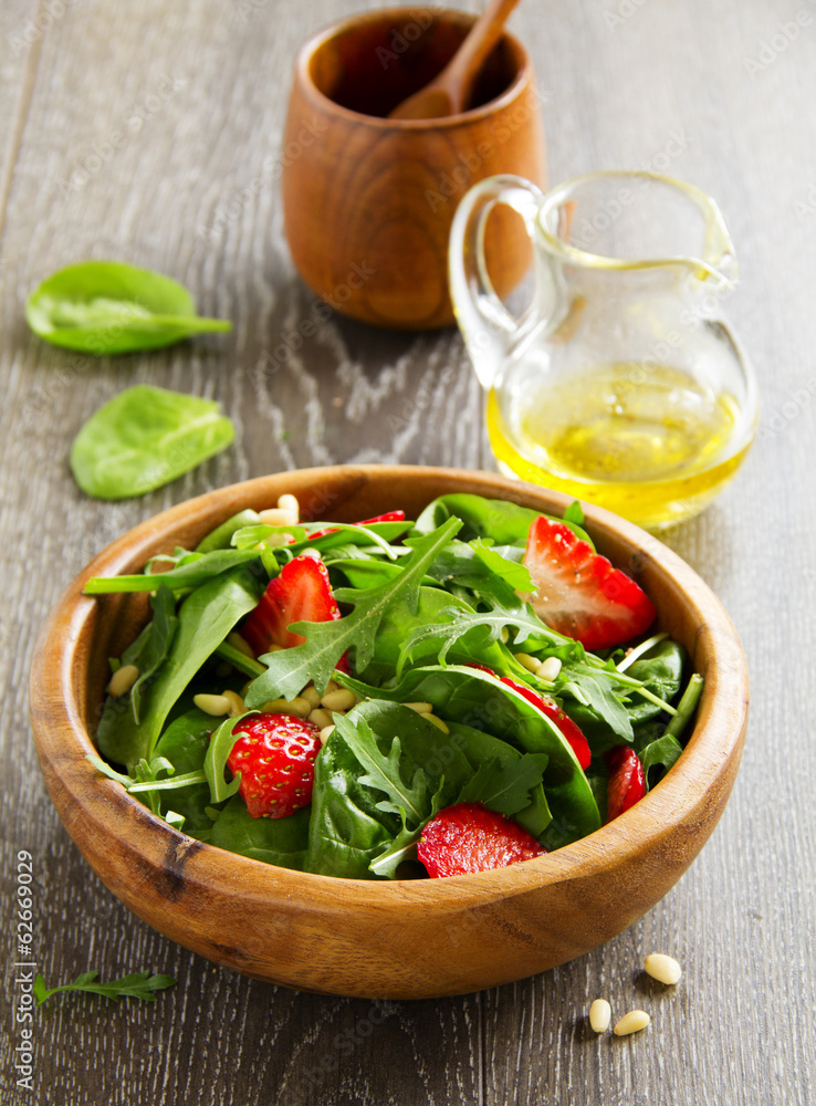 Light salad with spinach and strawberries. Light salad with spinach and strawberries.