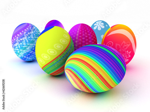 Easter colorful eggs isolated on white background