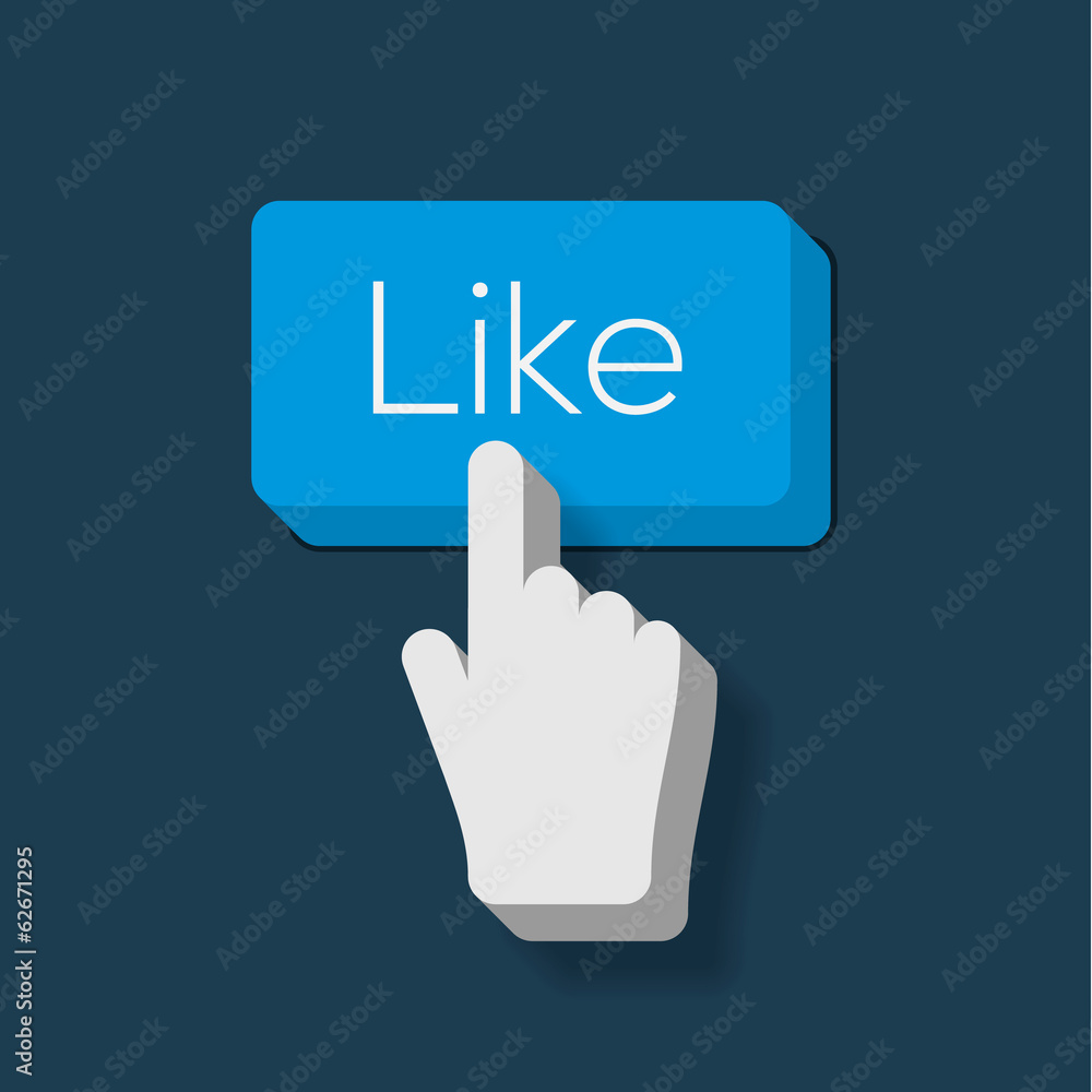 Like us Button with Hand Shaped Cursor, vector Eps10 image. Like us Button with Hand Shaped Cursor, vector Eps10 image.