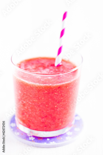 Strawberry smoothie in glass