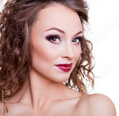 Woman beauty portrait on white background