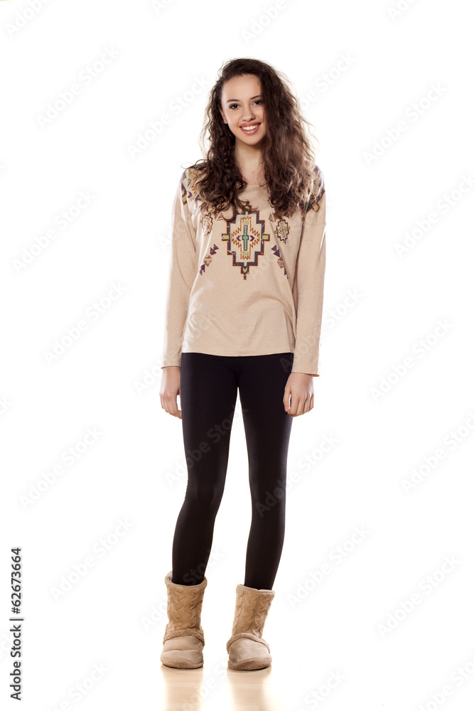 pretty smiling girl standing on white background pretty smiling girl standing on white background