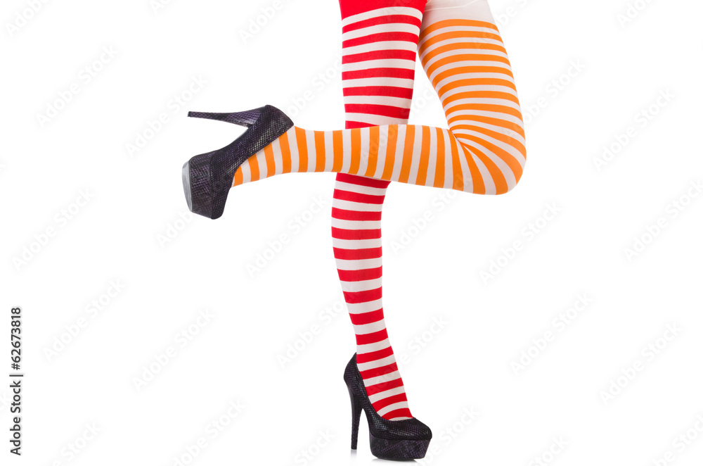 Striped leggings isolated on the white Striped leggings isolated on the white