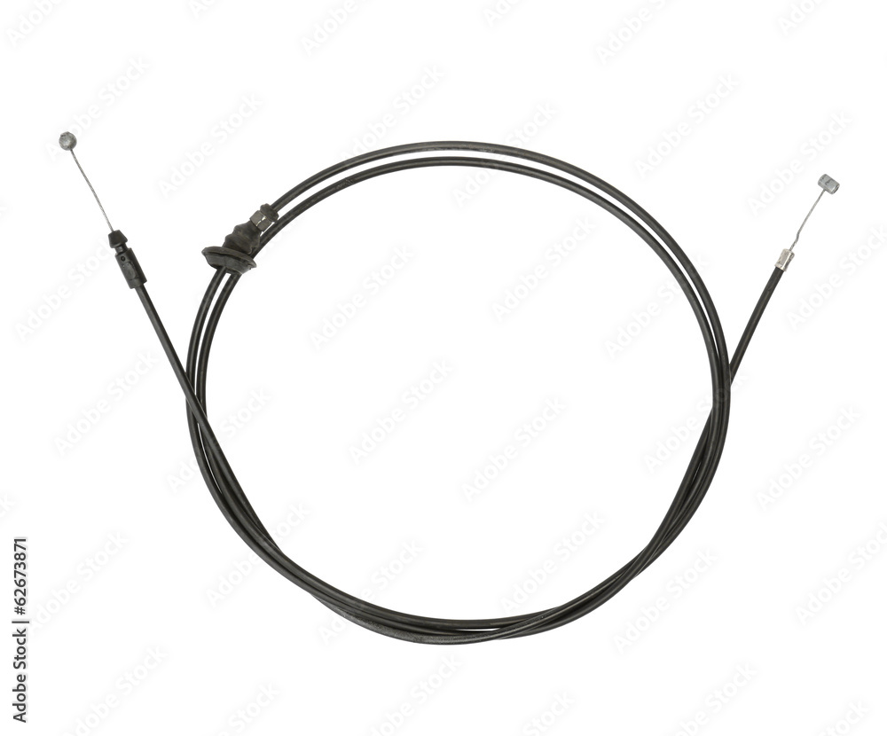 Hood release cable isolated on white background Hood release cable isolated on white background