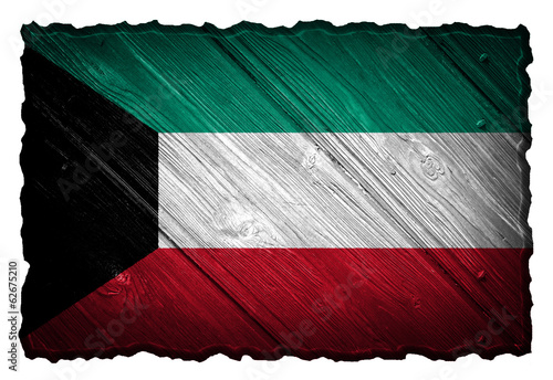 Kuwait flag painted on wooden tag