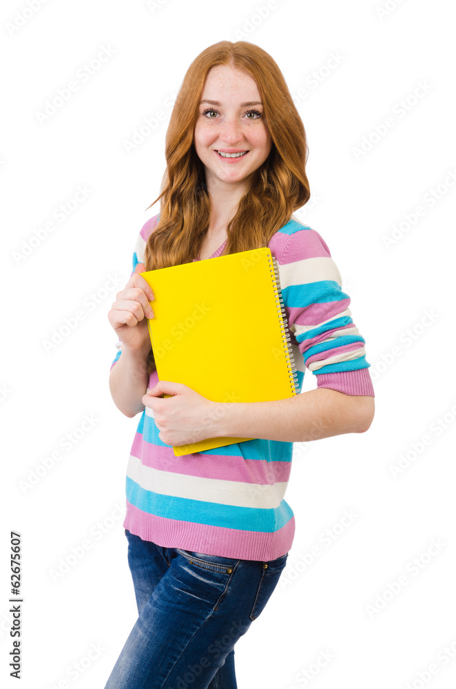 Young student with books isolated on white Young student with books isolated on white