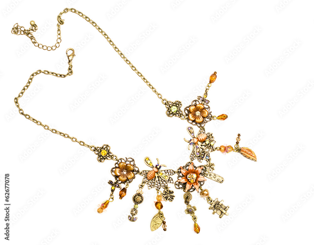 Naklejka premium Women's necklace with floral motifs