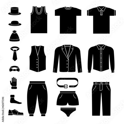 Set of men's clothes and accessories icons