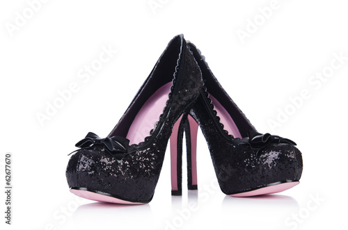 Black woman shoes isolated on white