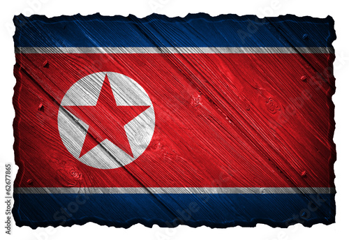 North Korea flag painted on wooden tag