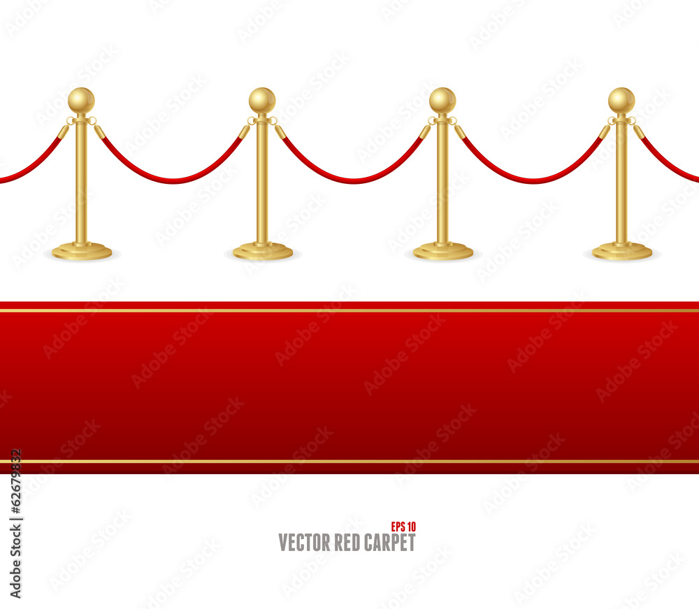 Vector red event carpet and Barrier rope Stock Vector | Adobe Stock