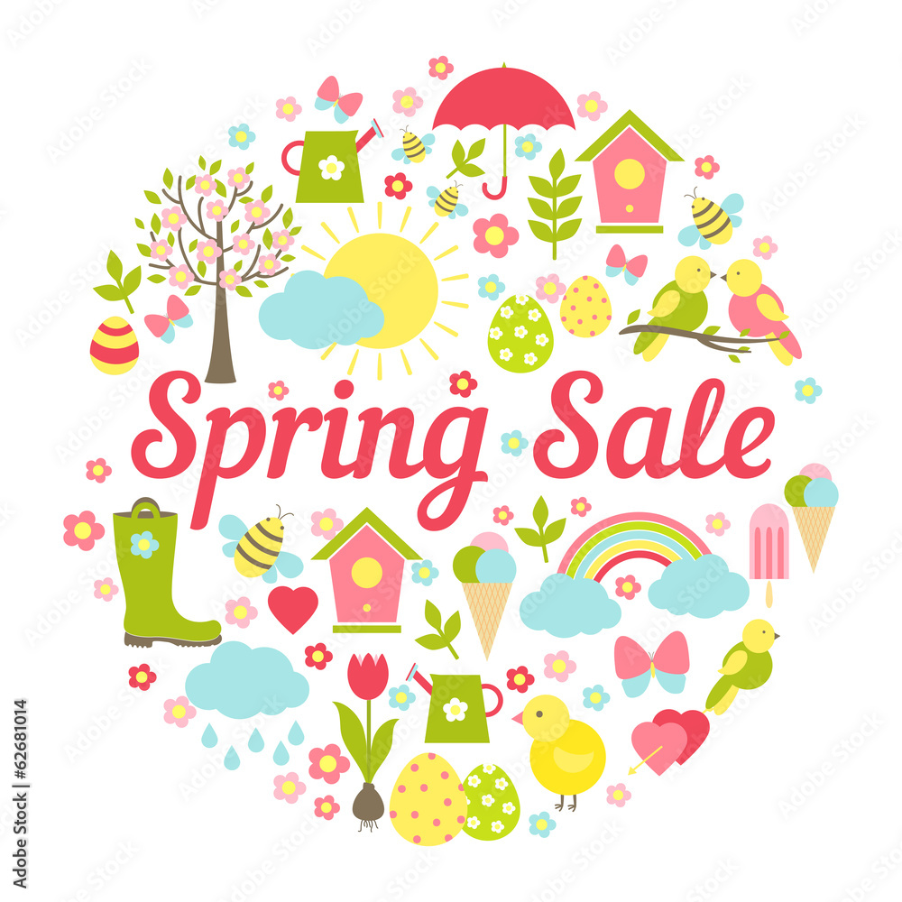 Naklejka premium Decorative circular Spring Sale Sign