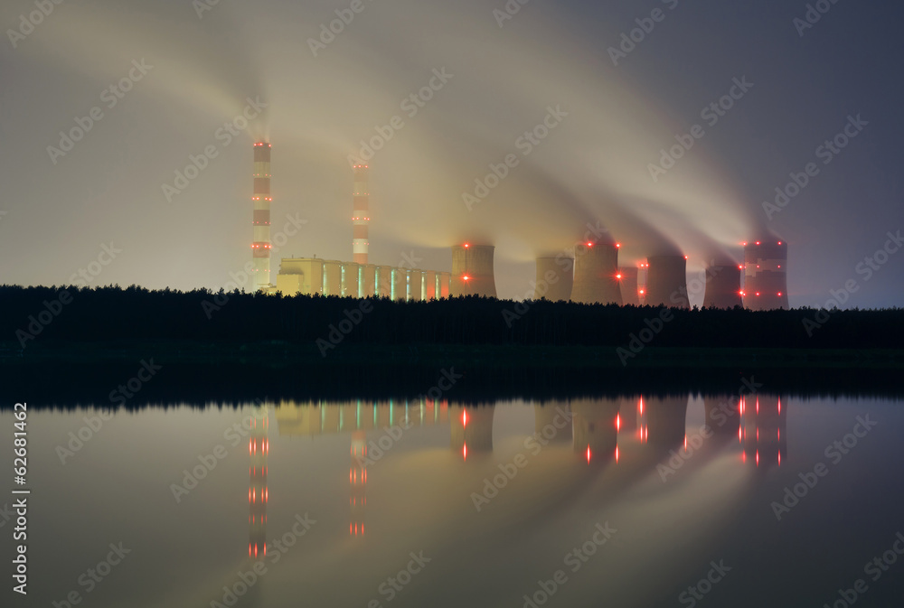 Smoke from the chimneys of a power plant