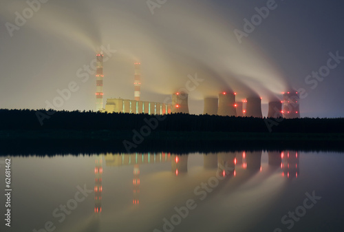Smoke from the chimneys of a power plant