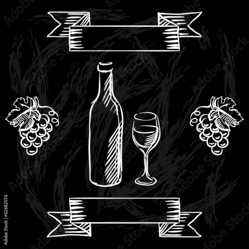 Restaurant or bar wine list on chalkboard background.