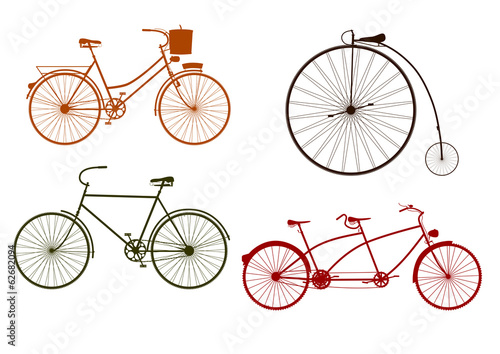 Silhouette of retro bicycle on a white background.