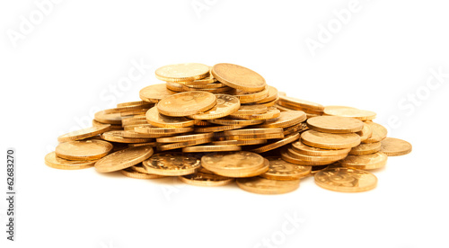 A pile of gold coins isolated