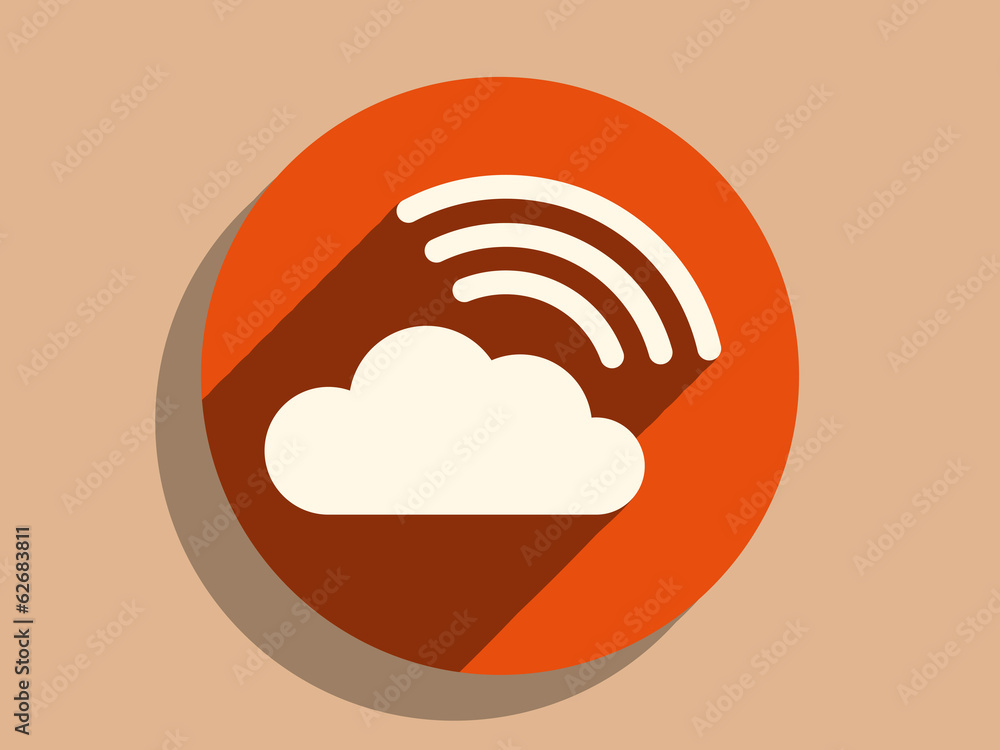 Flat long shadow icon of clowd