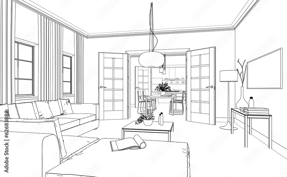 Zeichnung moderne Wohnung Zeichnung moderne Wohnung