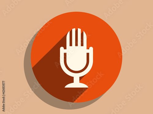 Flat long shadow icon of mic
