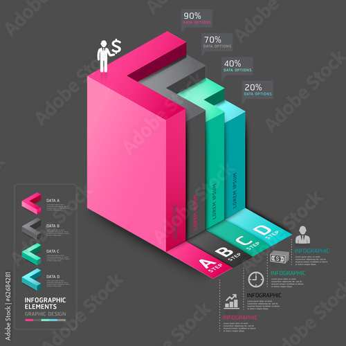 3d arrow staircase diagram business step options. Vector illustr