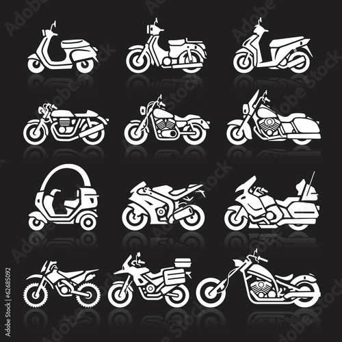 Motorcycle Icons set. Vector Illustration. photo