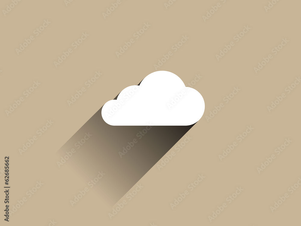 Flat long shadow icon of cloud