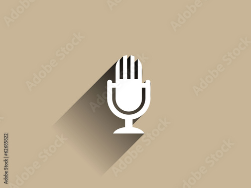 Flat long shadow icon of mic