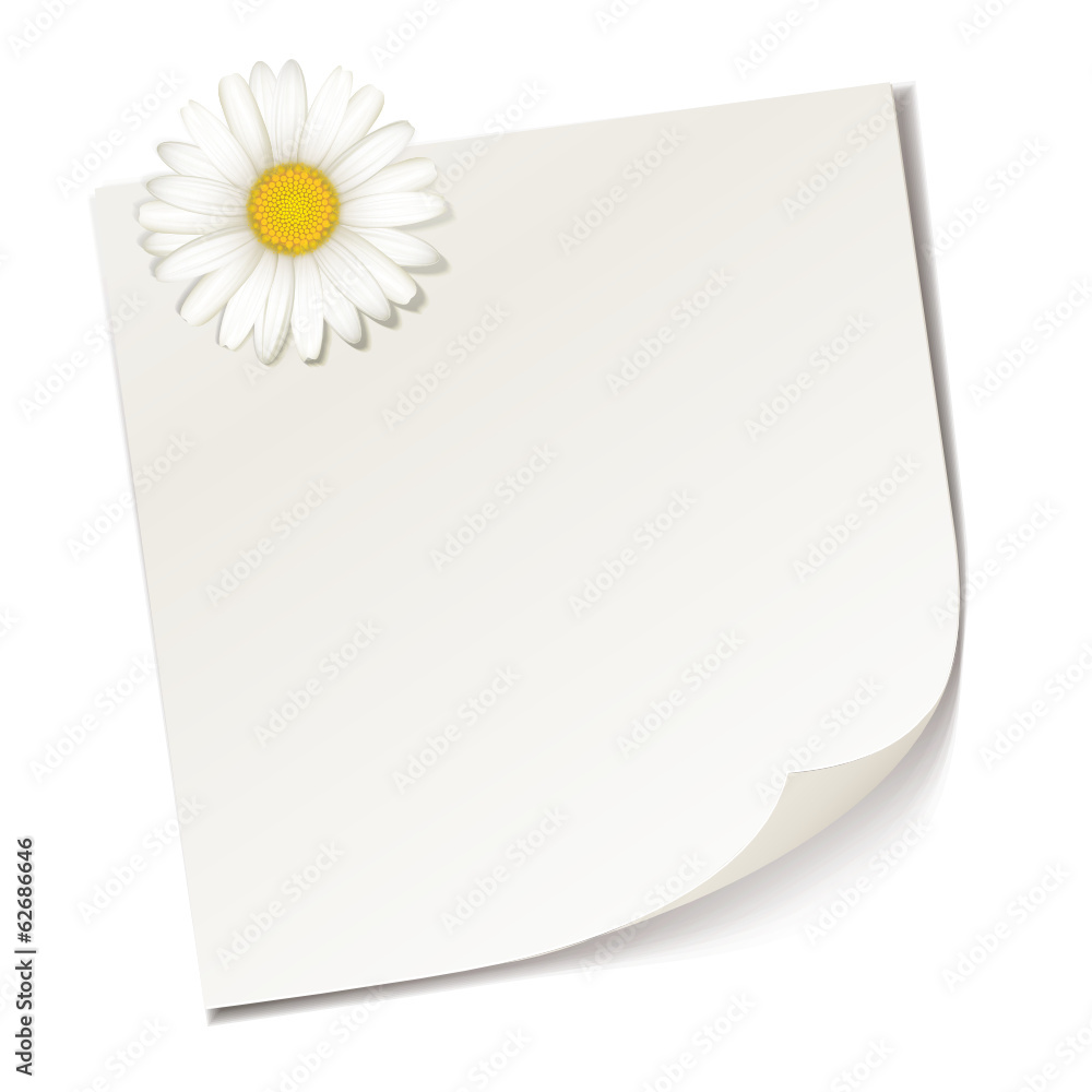 Notizzettel mit Margeritenblüte - obrazy, fototapety, plakaty 