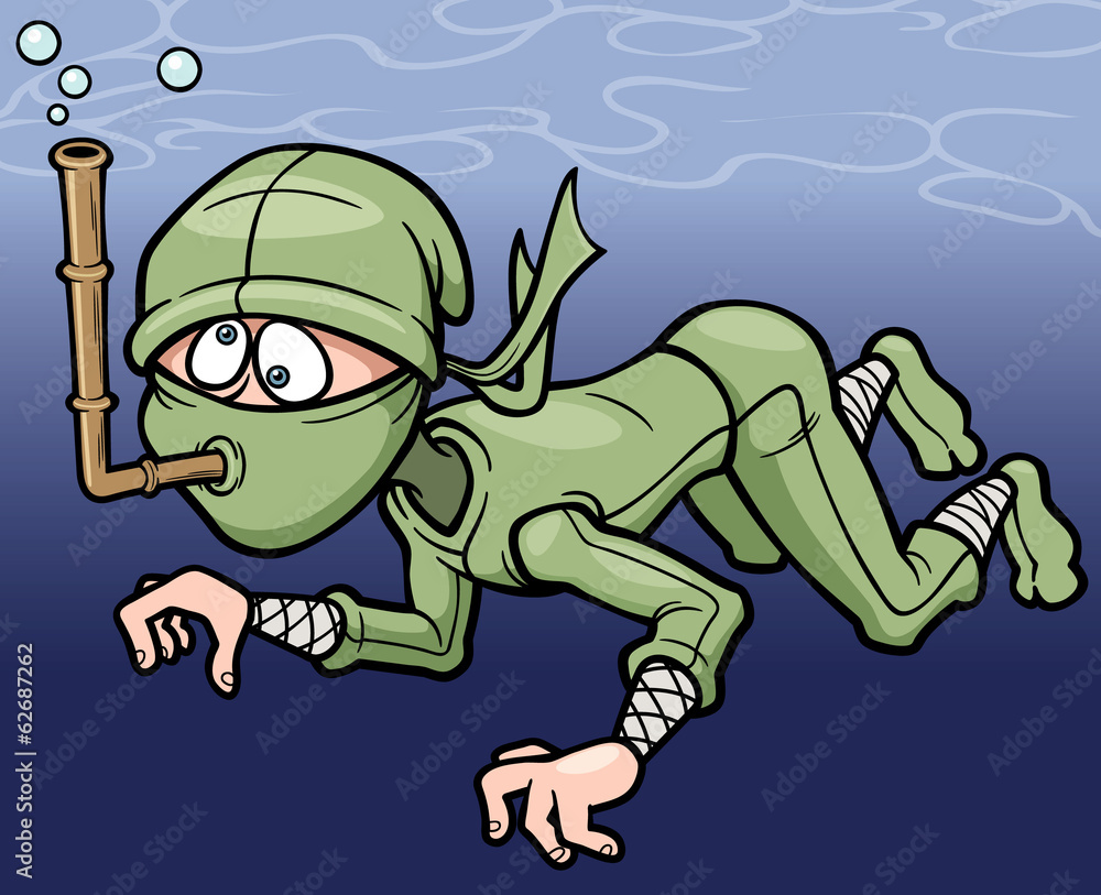 Obraz premium Vector illustration of Cartoon Ninja