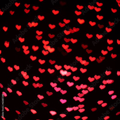 Red heart shaped bokeh compostion