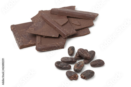 Roasted cocoa beans and chocolate