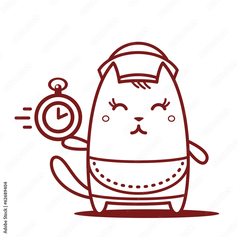 Character waiter in uniform, apron and hat line art Character waiter in uniform, apron and hat line art