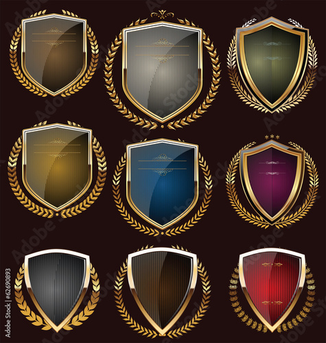 Shields with laurel wreath